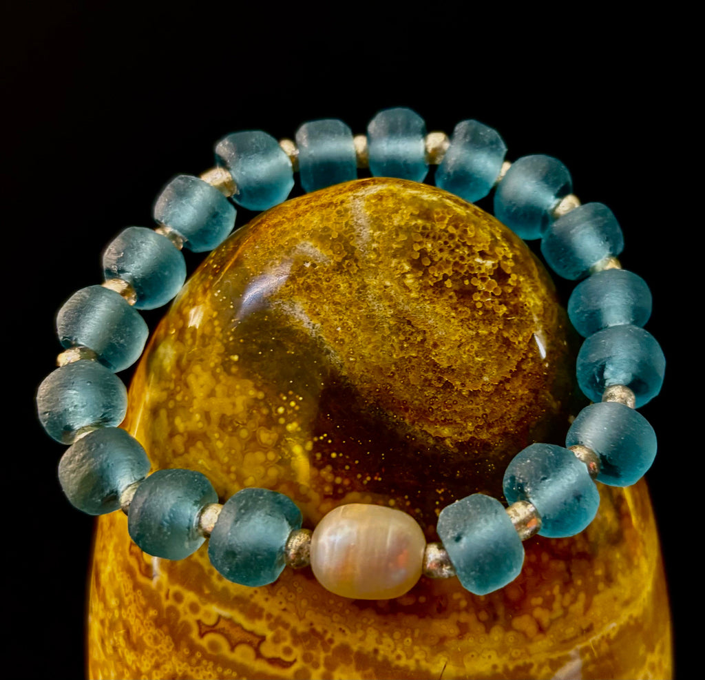Ocean Aura Sea Glass & Pearl Bracelet 🌊✨ | | Wiccan Center