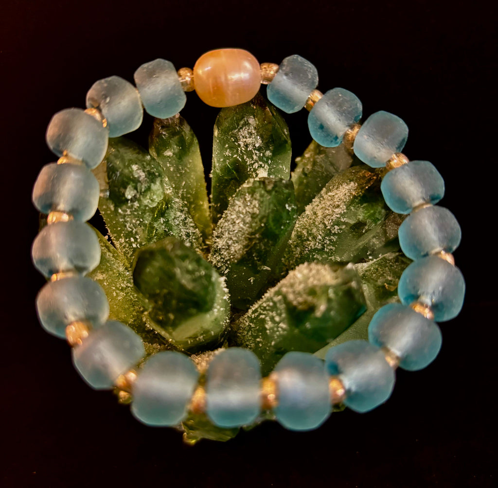 Ocean Aura Sea Glass & Pearl Bracelet 🌊✨ | | Wiccan Center