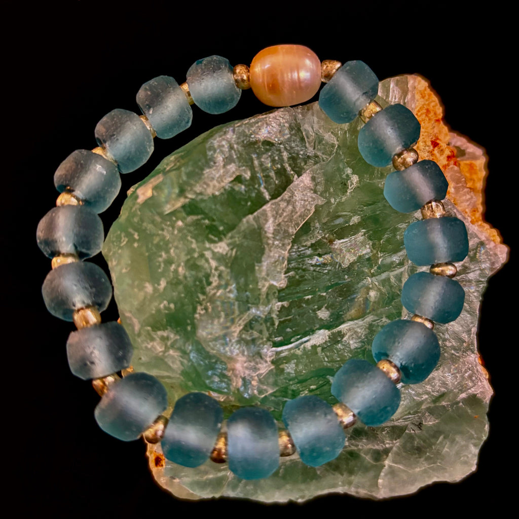 Ocean Aura Sea Glass & Pearl Bracelet 🌊✨ | | Wiccan Center