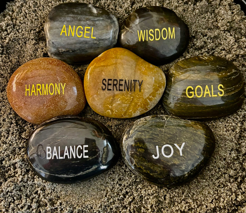 Intention Energy Stones – Engraved River Rock Collection ✨