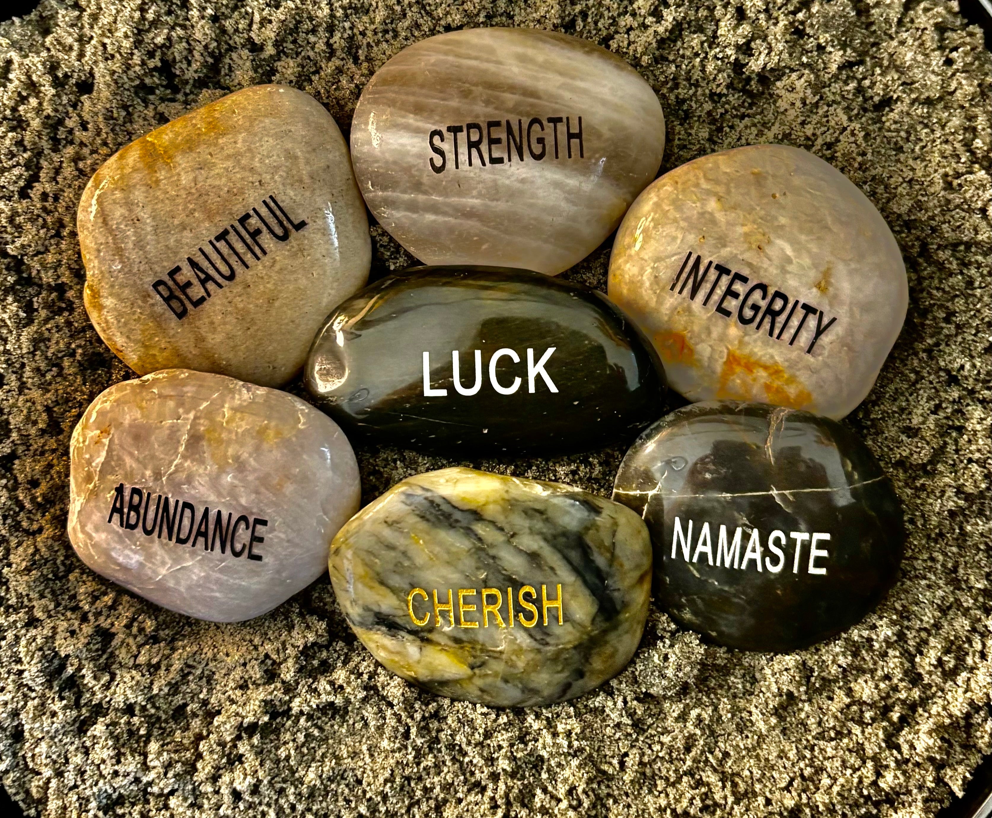 Intention Energy Stones – Engraved River Rock Collection ✨ | | Wiccan Center
