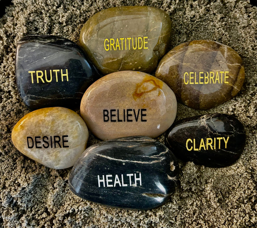 Intention Energy Stones – Engraved River Rock Collection ✨
