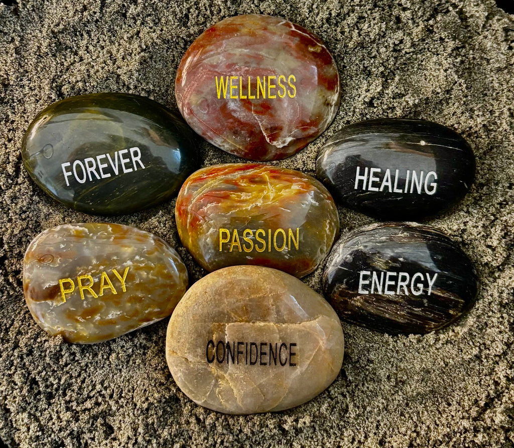 Intention Energy Stones – Engraved River Rock Collection ✨