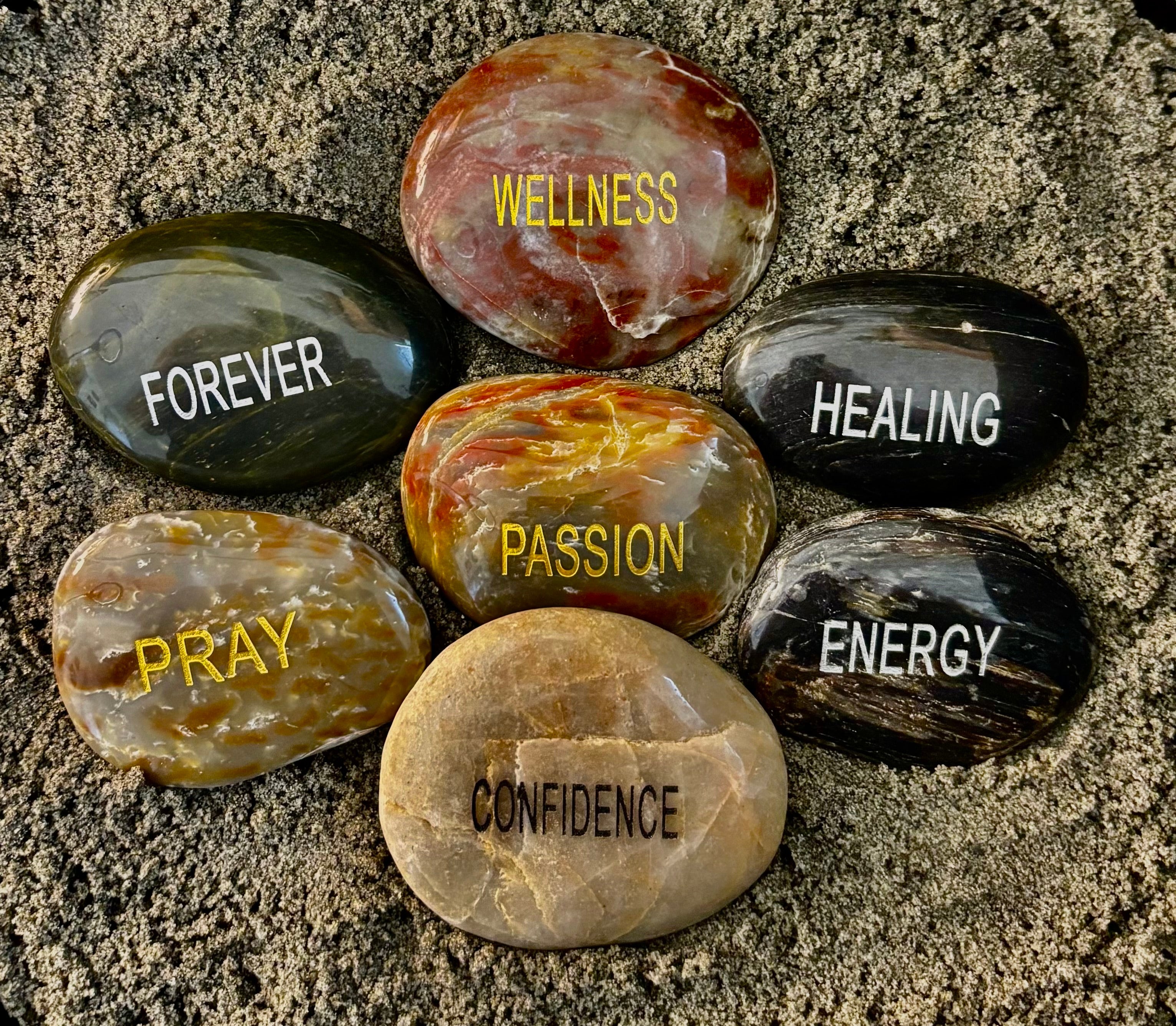 Intention Energy Stones – Engraved River Rock Collection ✨ | | Wiccan Center
