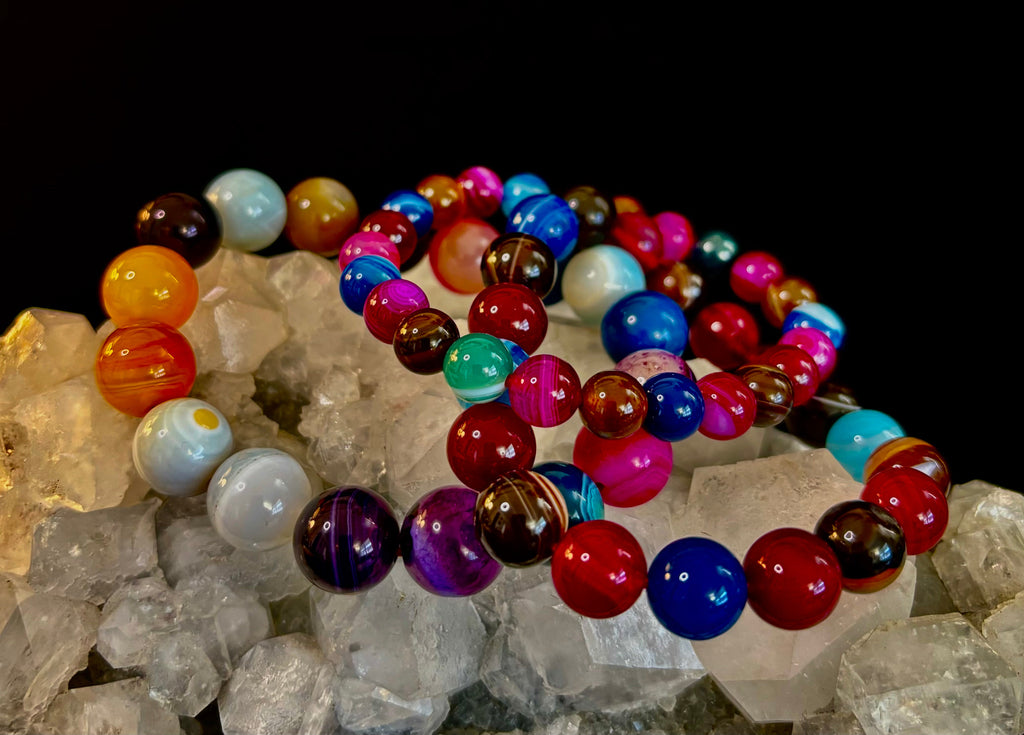 Happy Vibes Banded Agate Bracelet 🌈✨ | | Wiccan Center