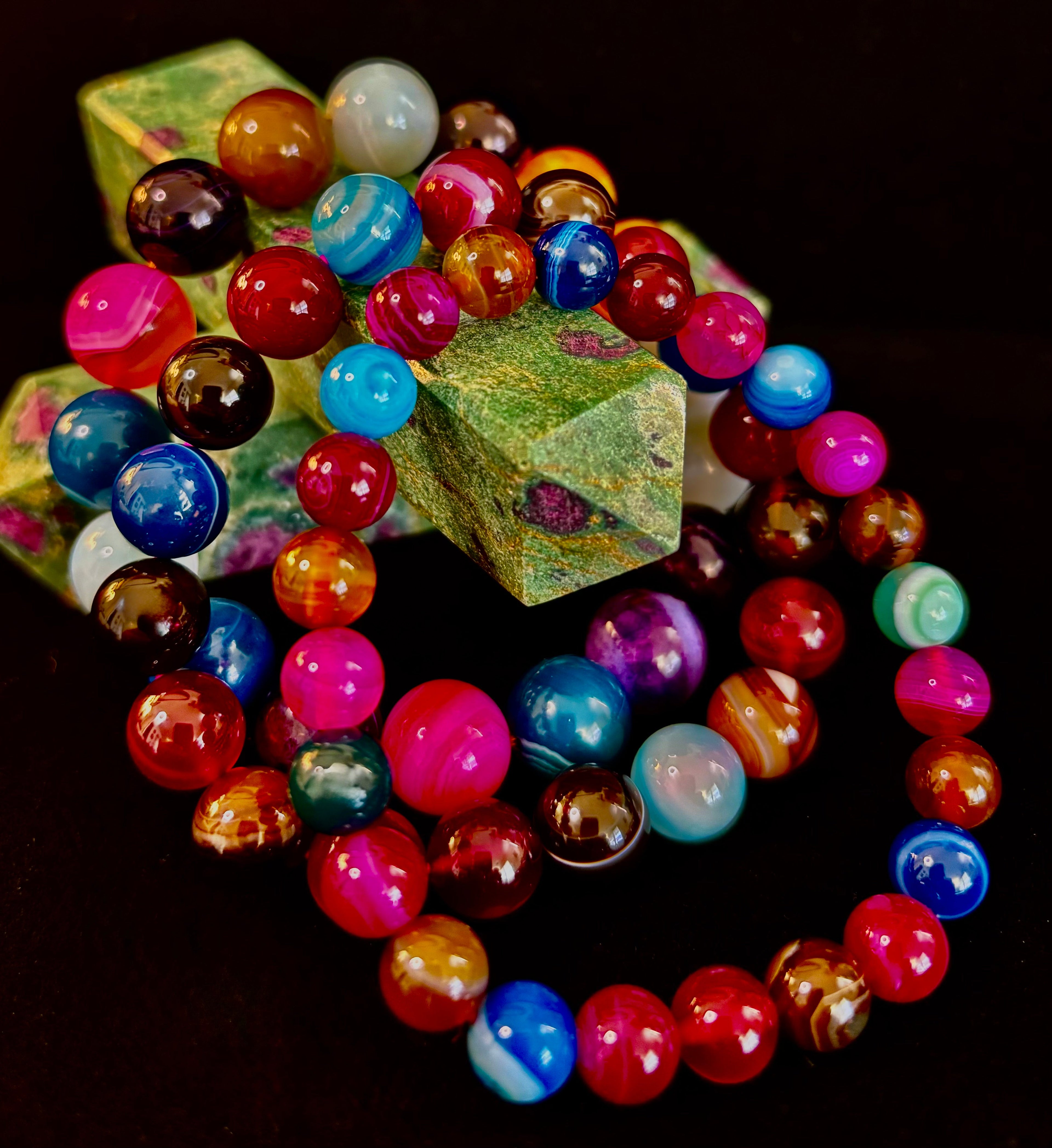 Happy Vibes Banded Agate Bracelet 🌈✨ | | Wiccan Center