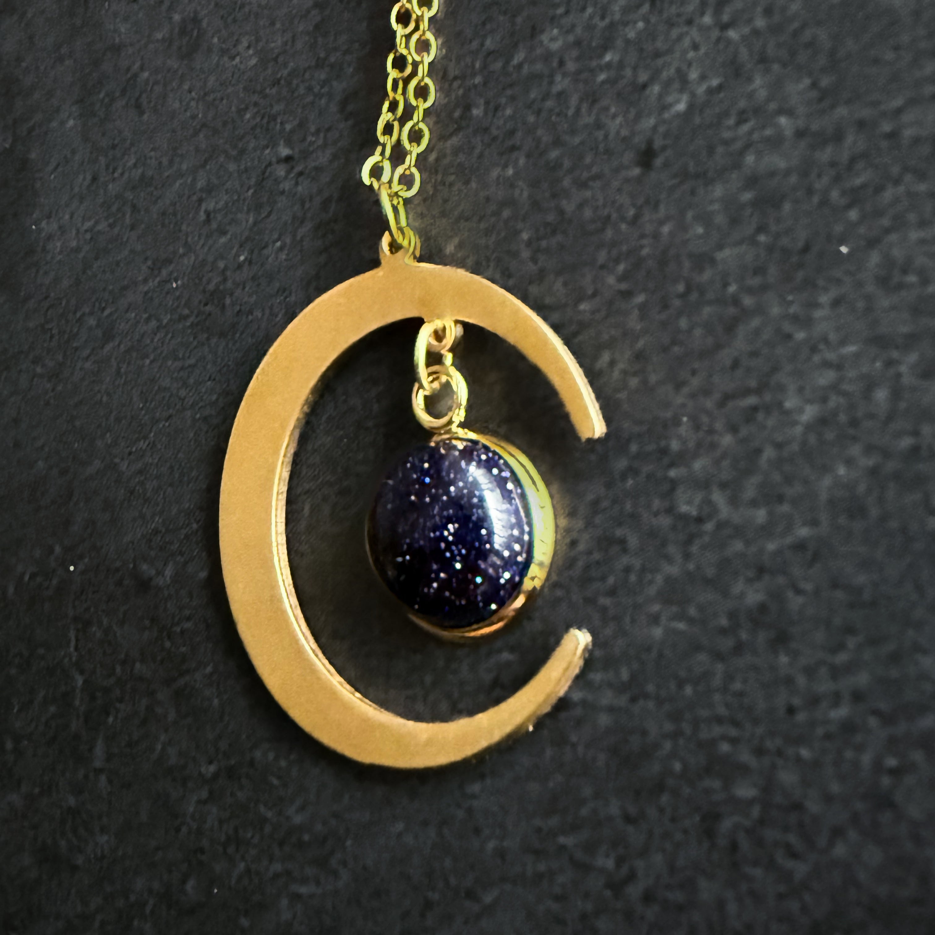 Starlit Crescent Necklace with Blue Sandstone | Necklace | Wiccan Center