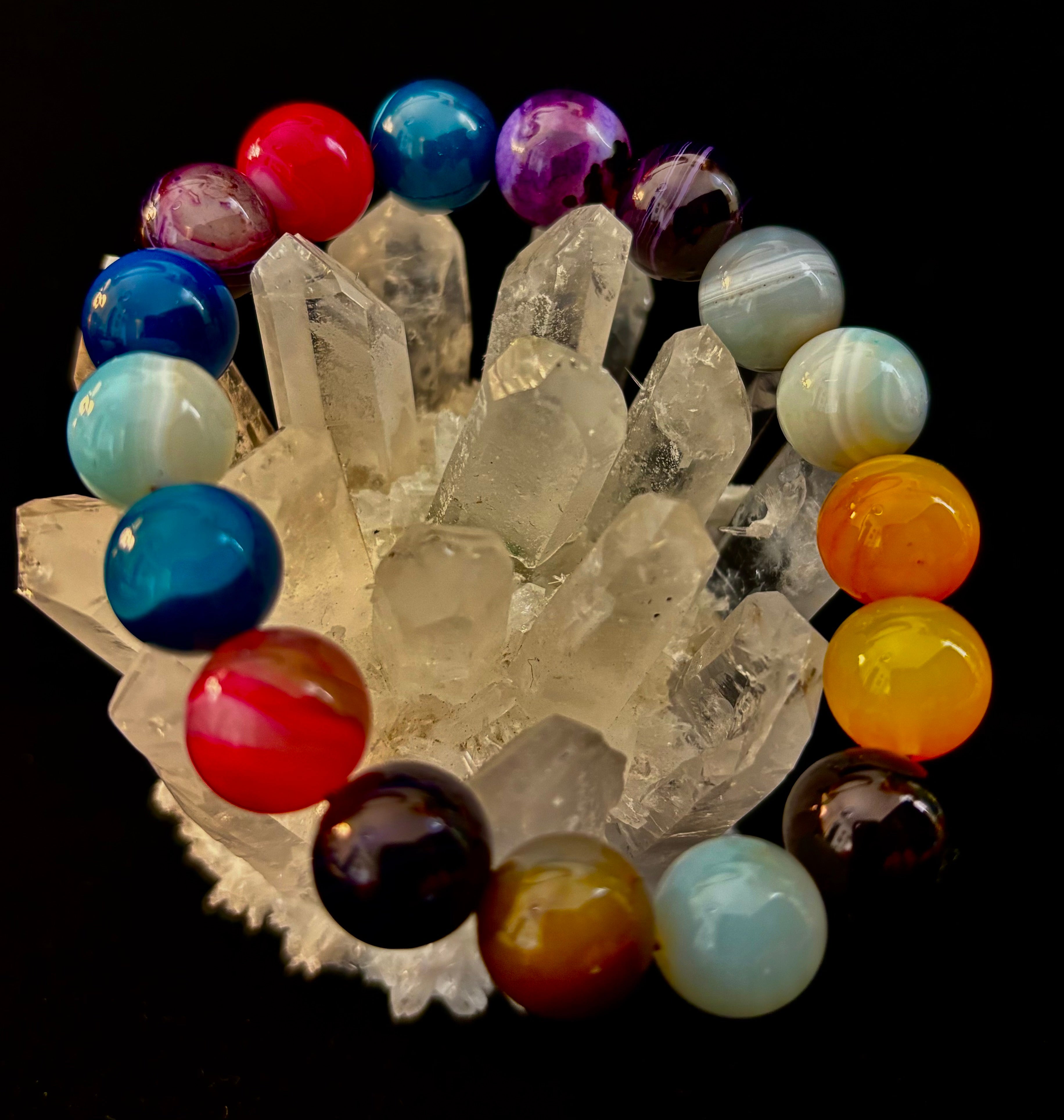 Happy Vibes Banded Agate Bracelet 🌈✨ | | Wiccan Center