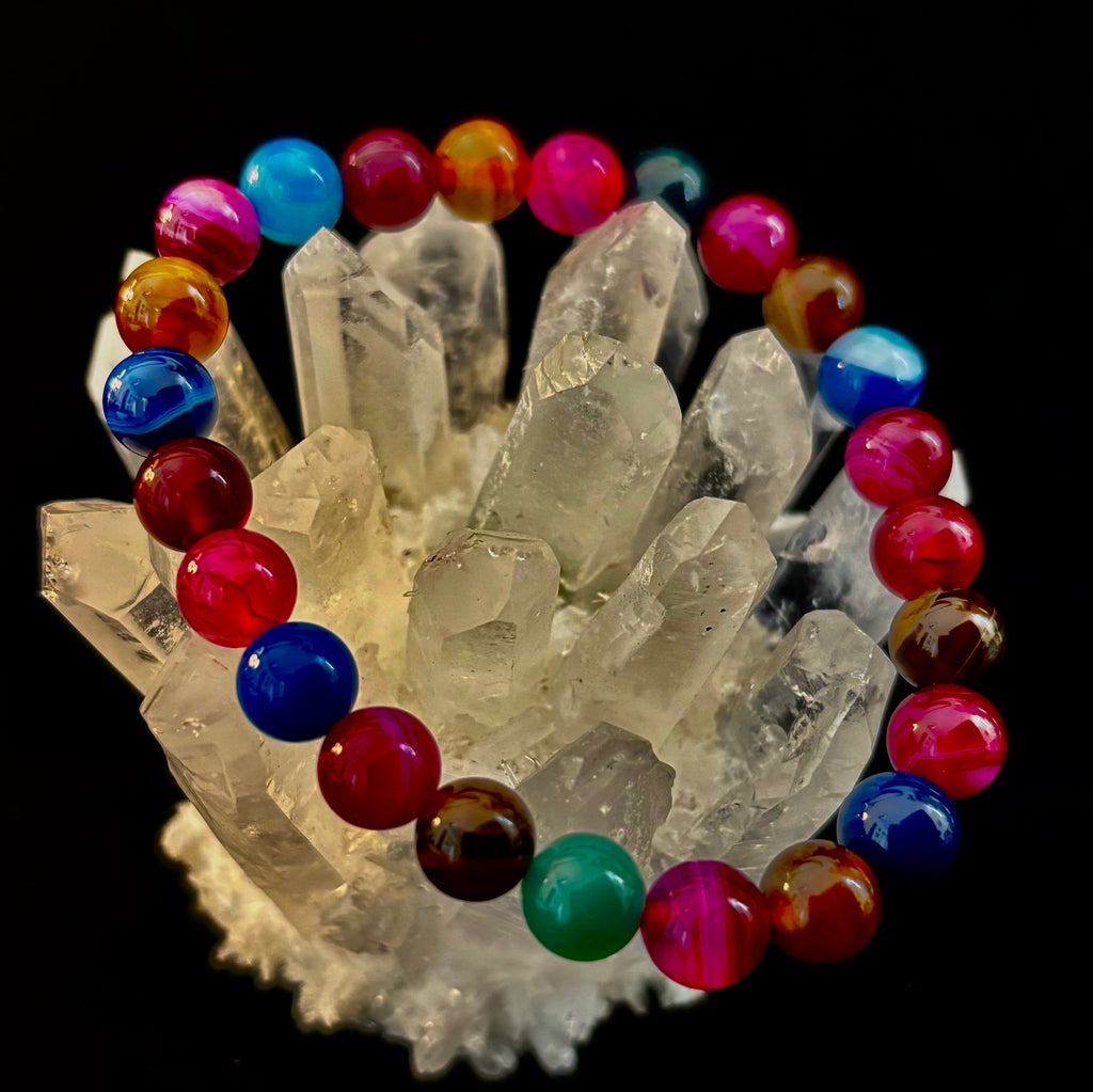Happy Vibes Banded Agate Bracelet 🌈✨ | | Wiccan Center