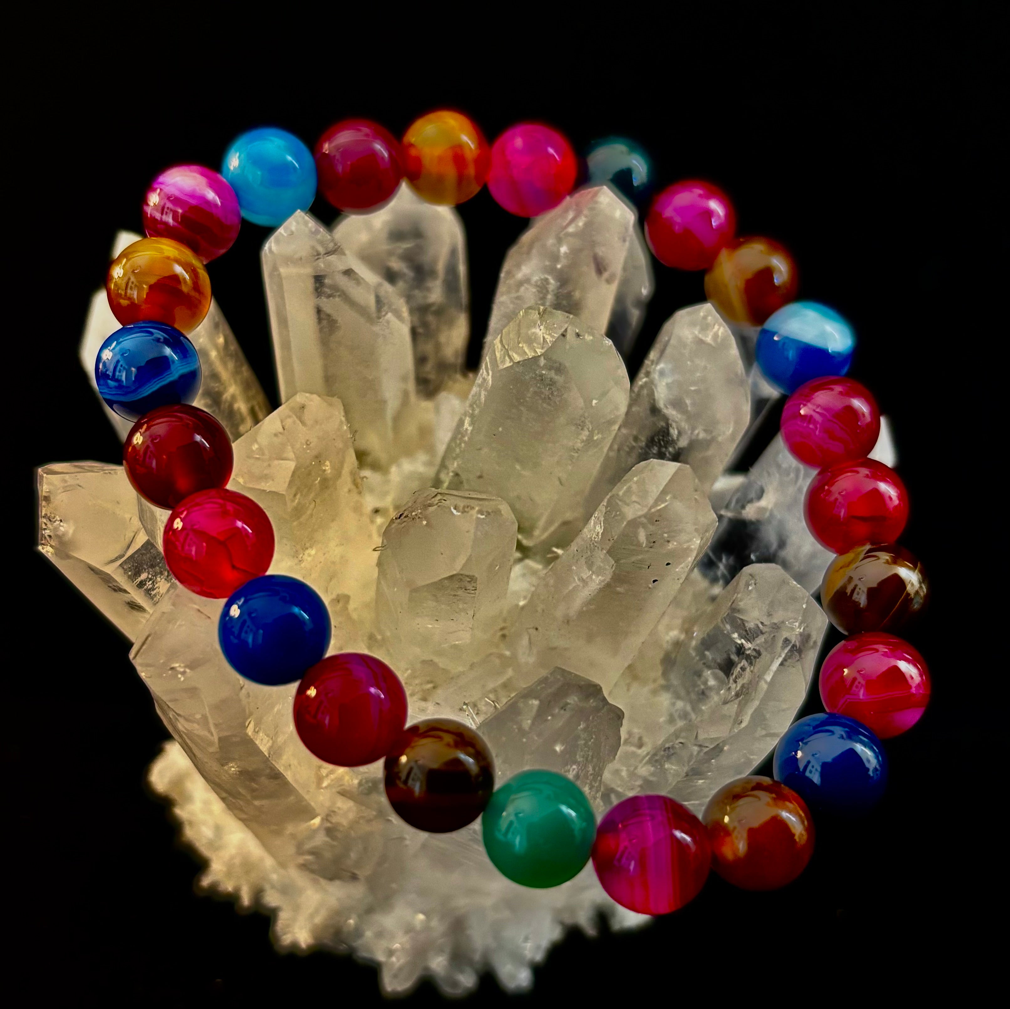 Happy Vibes Banded Agate Bracelet 🌈✨ | | Wiccan Center