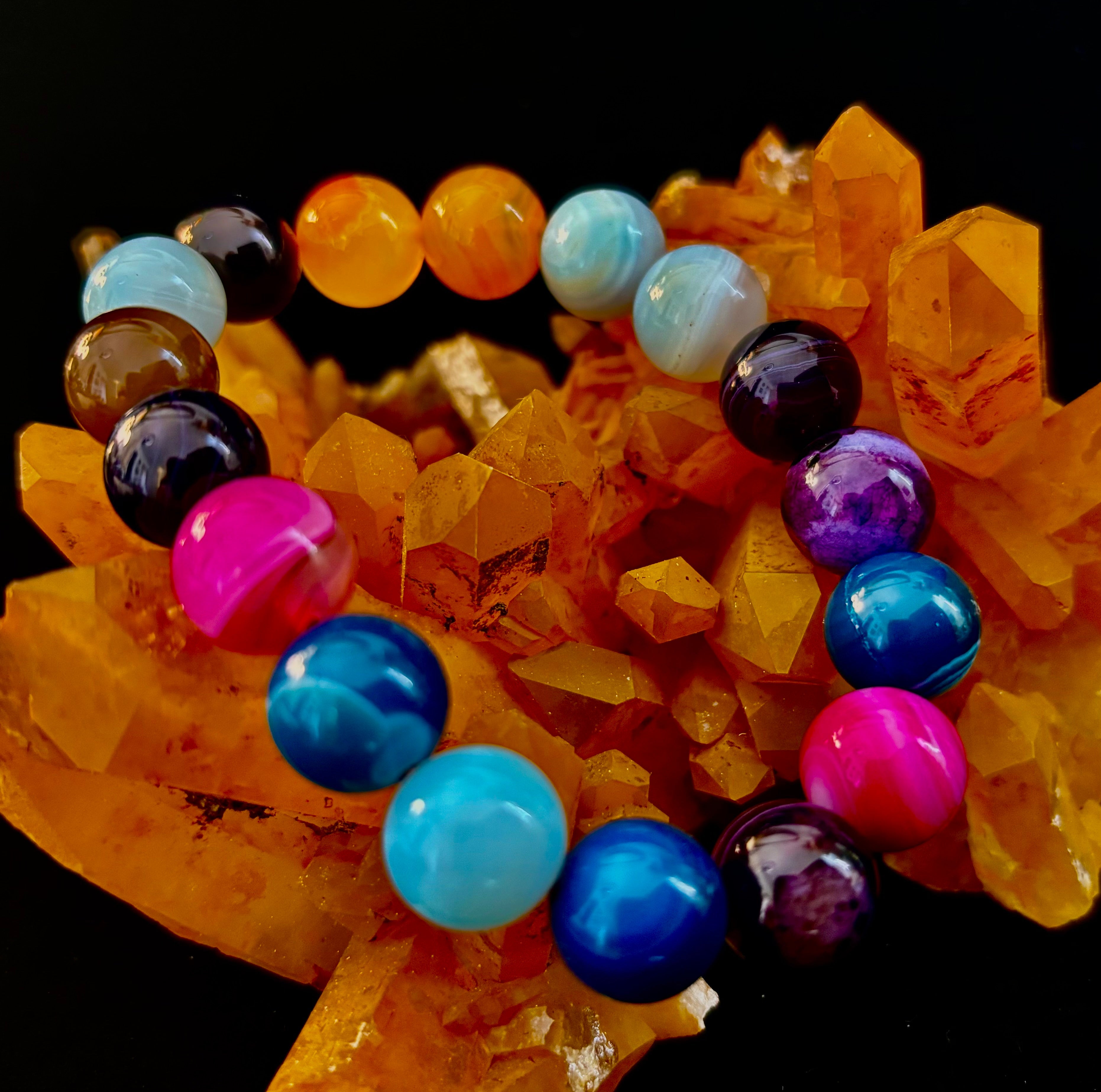 Happy Vibes Banded Agate Bracelet 🌈✨ | | Wiccan Center