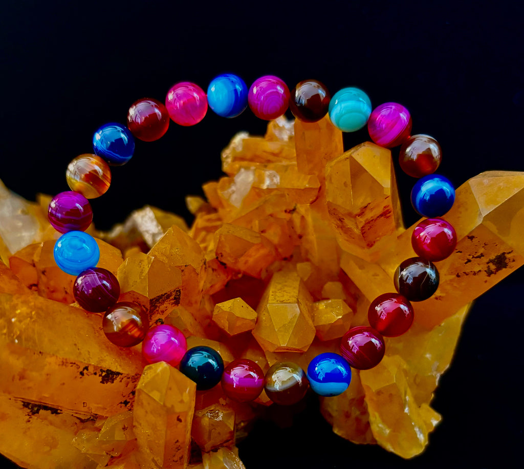 Happy Vibes Banded Agate Bracelet 🌈✨ | | Wiccan Center