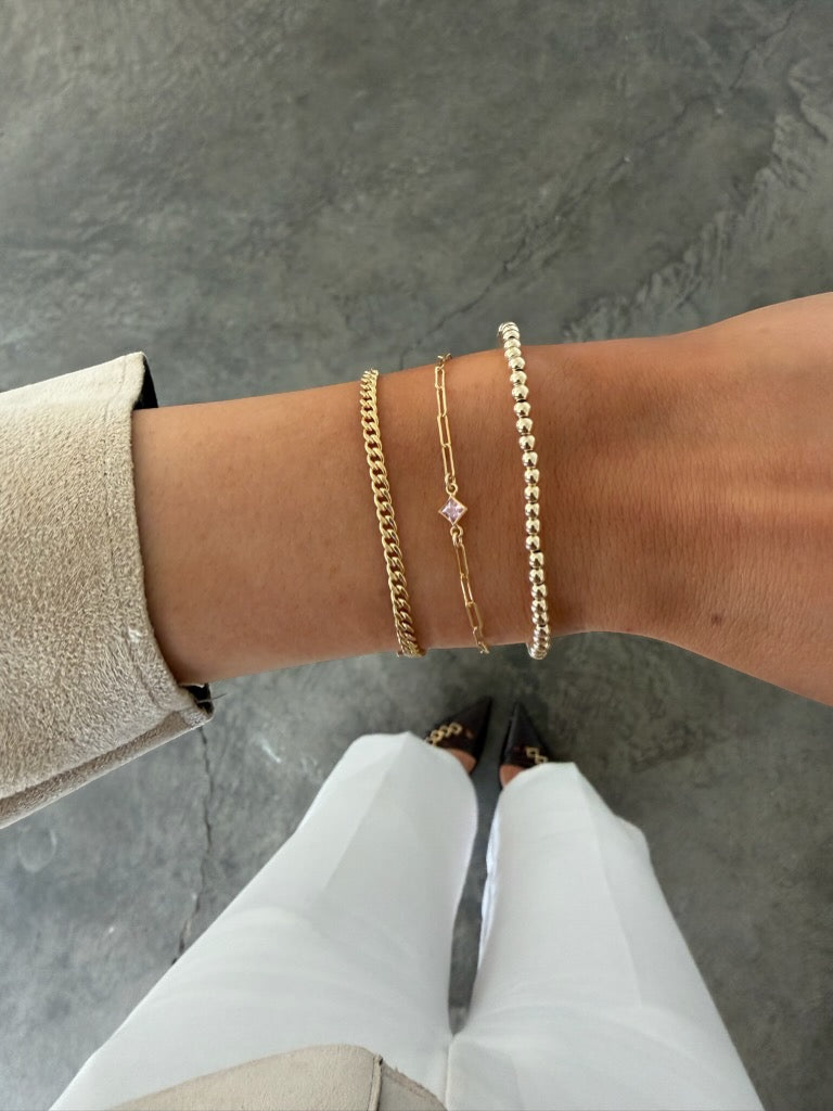 birthstone + gabi curb + juno bead (3mm) bracelet stack | | Wiccan Center