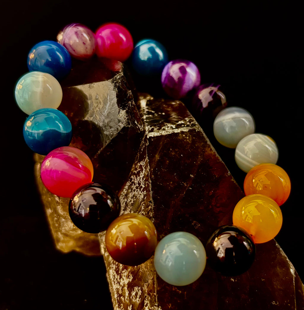 Happy Vibes Banded Agate Bracelet 🌈✨ | | Wiccan Center