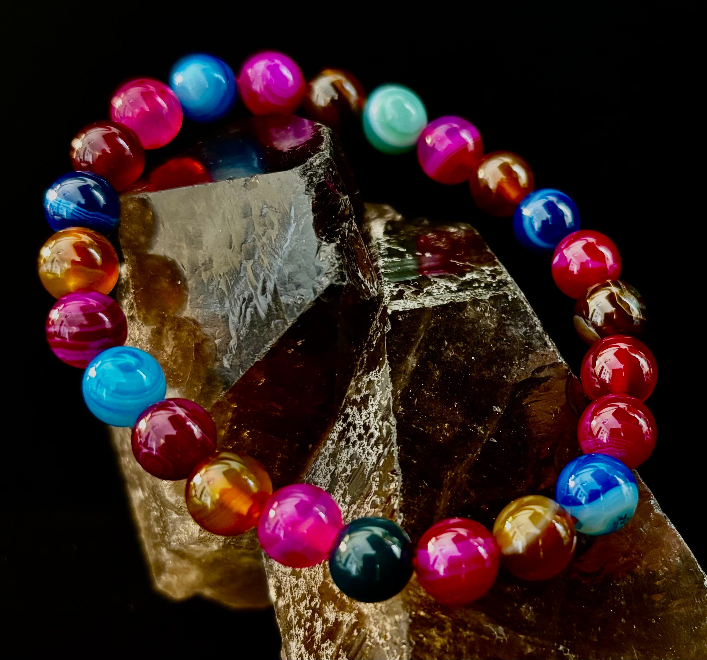 Happy Vibes Banded Agate Bracelet 🌈✨ | | Wiccan Center