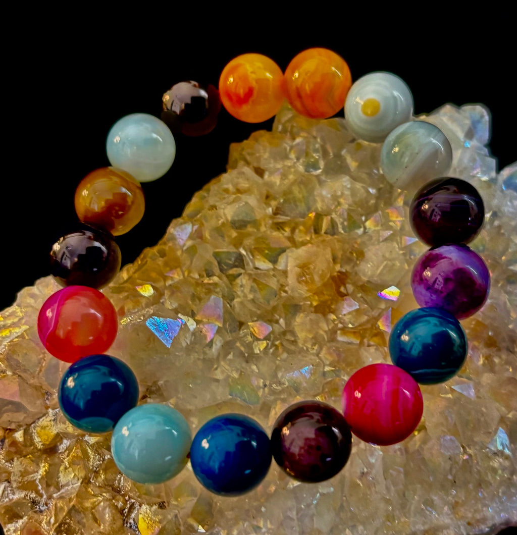 Happy Vibes Banded Agate Bracelet 🌈✨ | | Wiccan Center