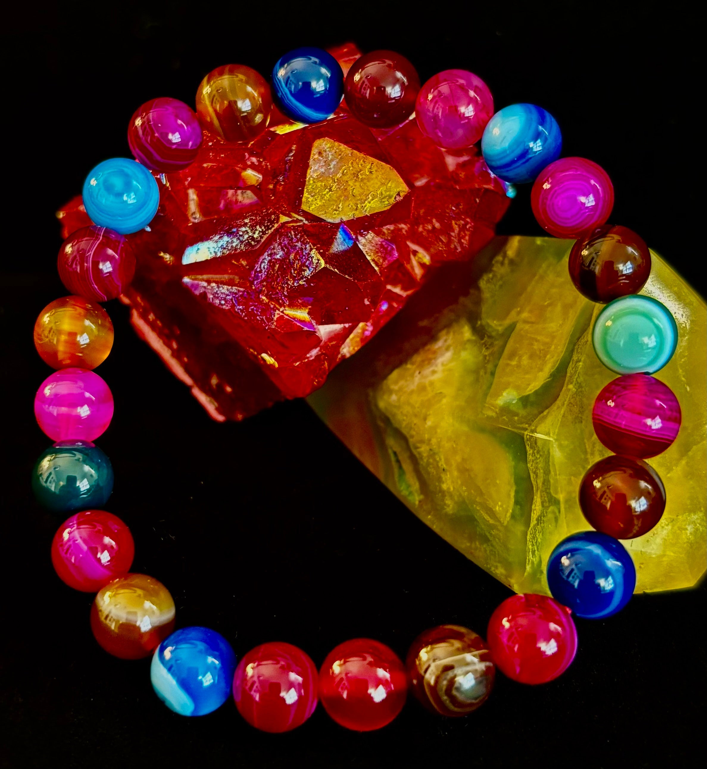 Happy Vibes Banded Agate Bracelet 🌈✨ | | Wiccan Center