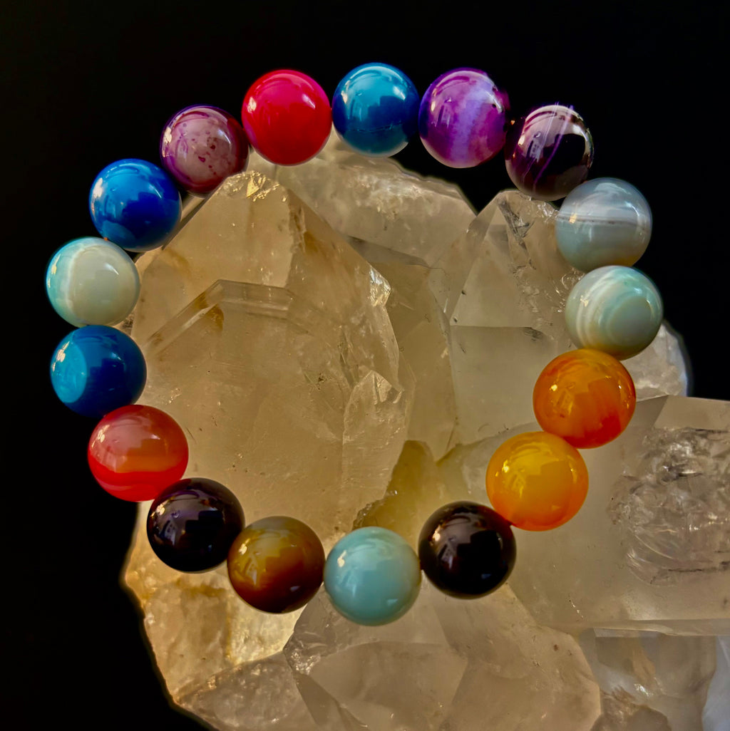 Happy Vibes Banded Agate Bracelet 🌈✨ | | Wiccan Center