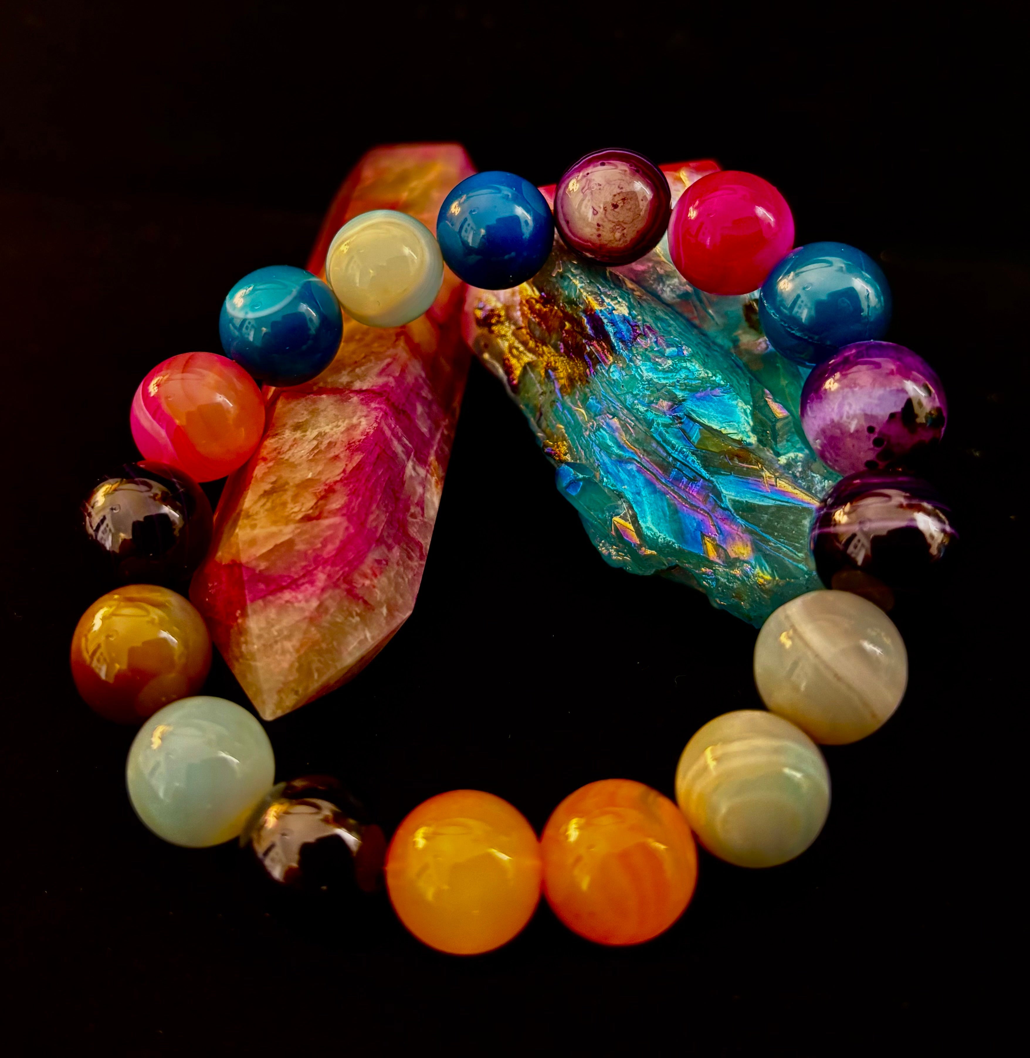 Happy Vibes Banded Agate Bracelet 🌈✨ | | Wiccan Center