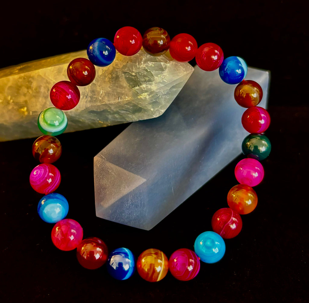 Happy Vibes Banded Agate Bracelet 🌈✨ | | Wiccan Center