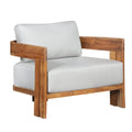 Paradiso Outdoor Solid Teak Wood Chair - Light Grey fabric | Outdoor | Wiccan Center