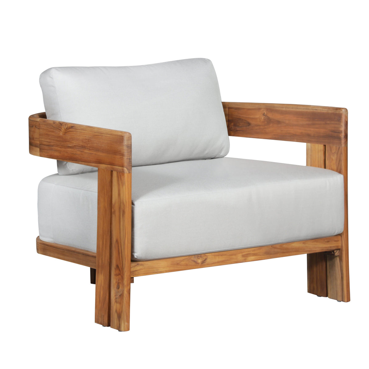 Paradiso Outdoor Solid Teak Wood Chair - Light Grey fabric | Outdoor | Wiccan Center
