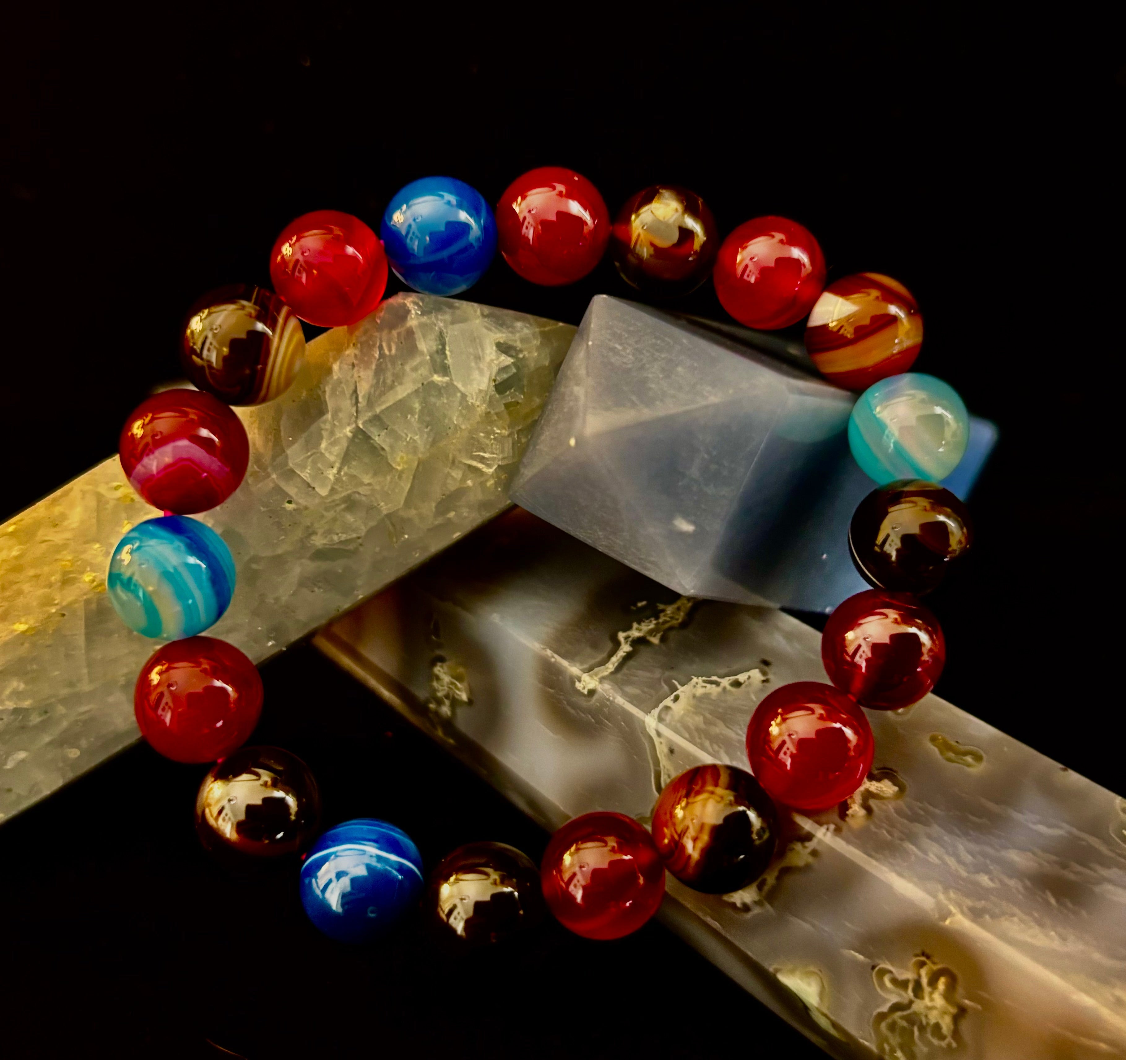 Happy Vibes Banded Agate Bracelet 🌈✨ | | Wiccan Center