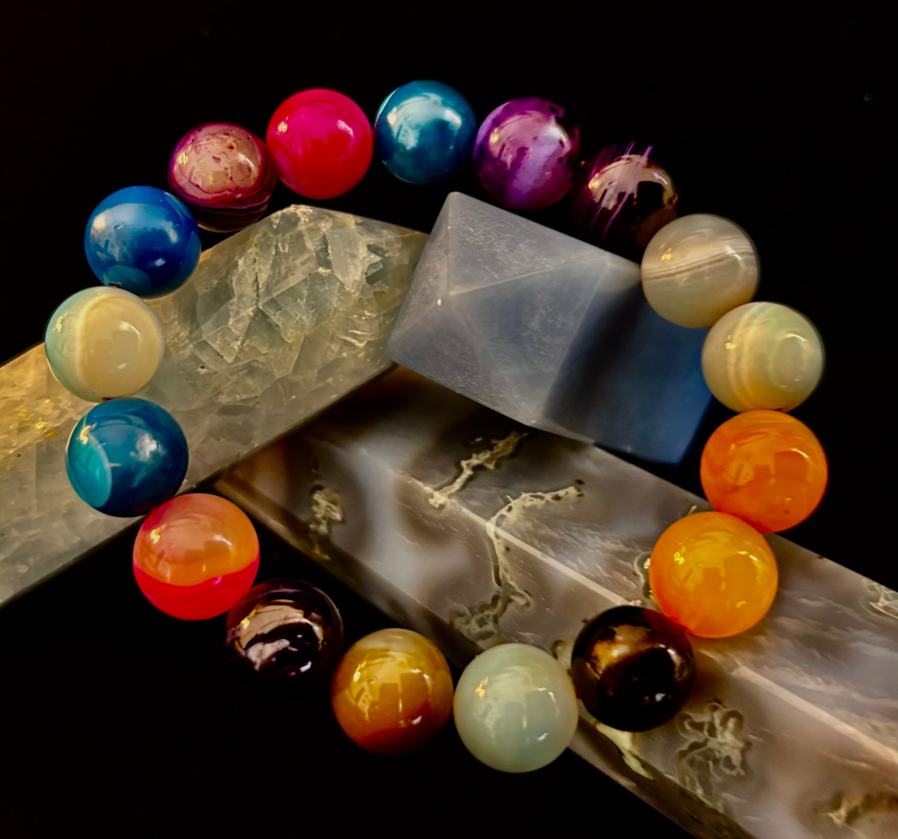 Happy Vibes Banded Agate Bracelet 🌈✨ | | Wiccan Center
