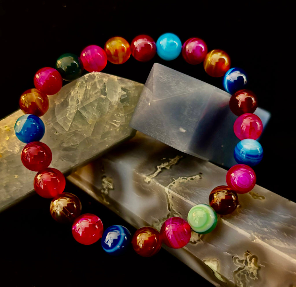 Happy Vibes Banded Agate Bracelet 🌈✨ | | Wiccan Center