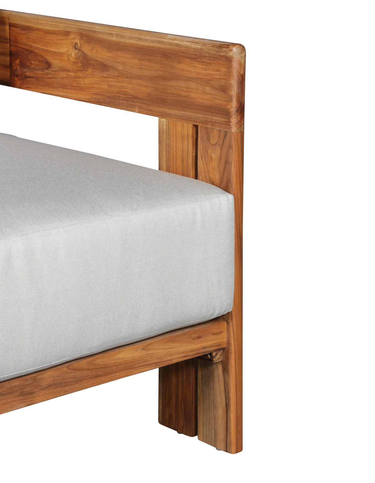 Paradiso Outdoor Solid Teak Wood Chair - Light Grey fabric | Outdoor | Wiccan Center