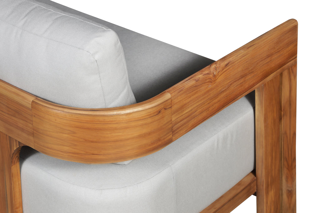 Paradiso Outdoor Solid Teak Wood Chair - Light Grey fabric | Outdoor | Wiccan Center