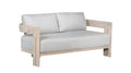 Paradiso Outdoor Solid Teak Wood Love seat - Light Gray Fabric | love seat | Wiccan Center