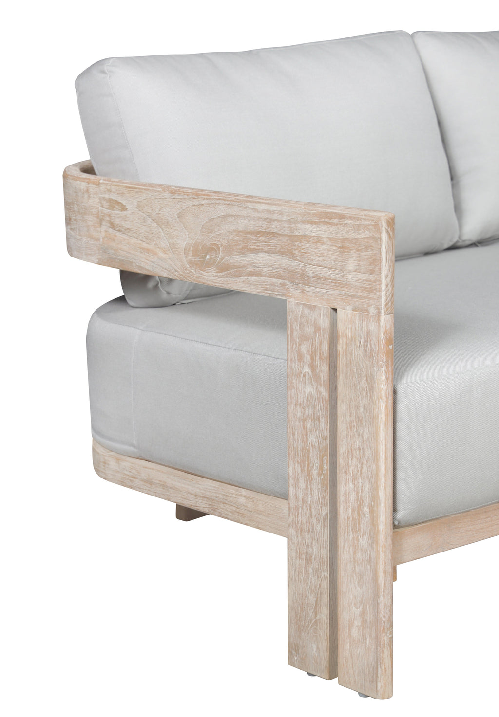 Paradiso Outdoor Solid Teak Wood Love seat - Light Gray Fabric | love seat | Wiccan Center