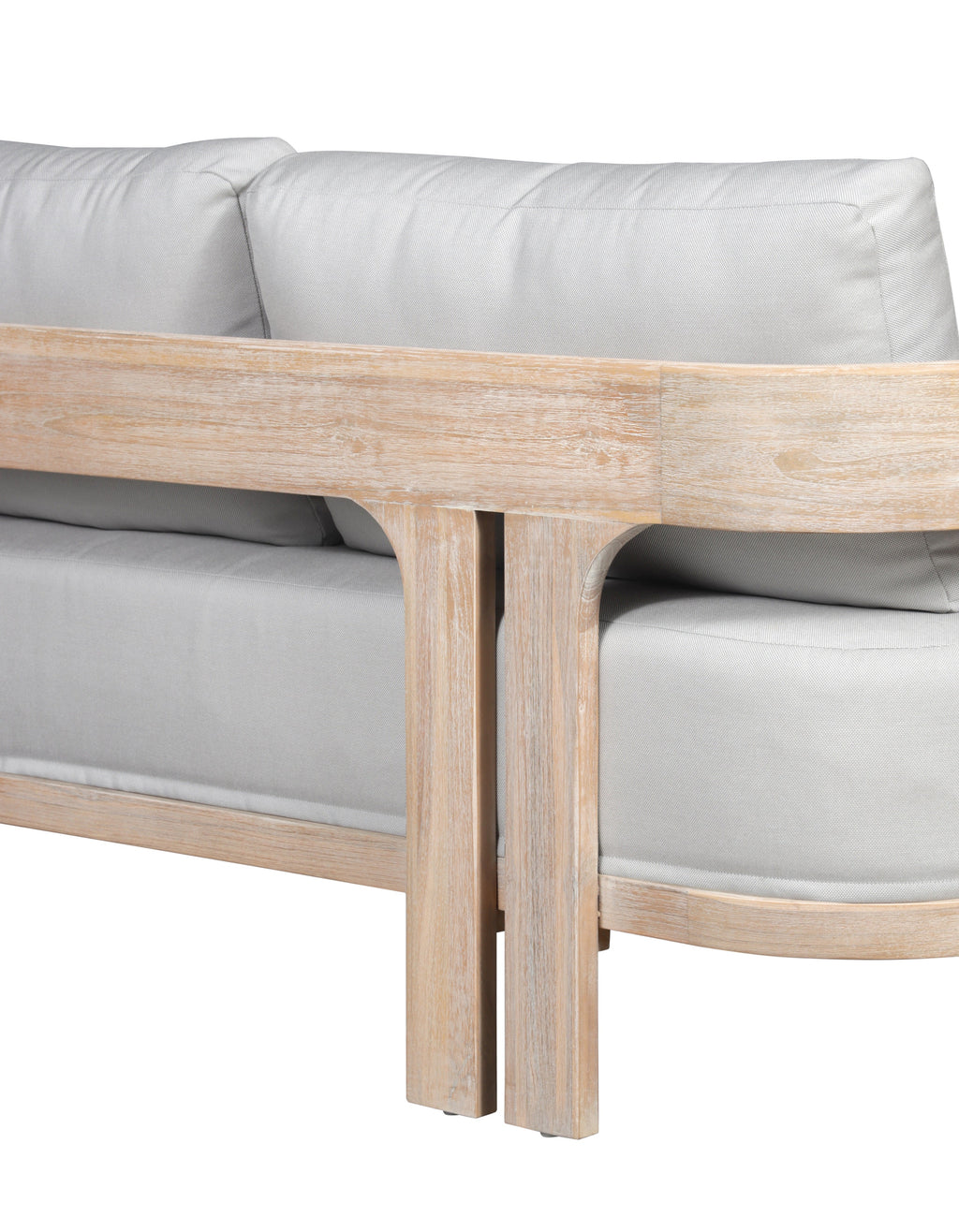 Paradiso Outdoor Solid Teak Wood Love seat - Light Gray Fabric | love seat | Wiccan Center