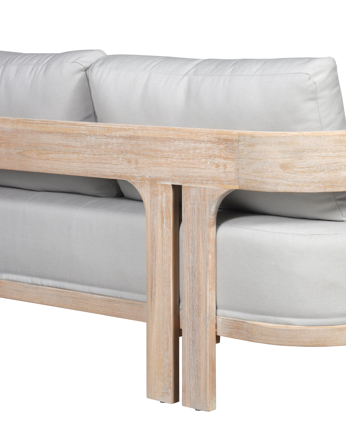 Paradiso Outdoor Solid Teak Wood Love seat - Light Gray Fabric | love seat | Wiccan Center