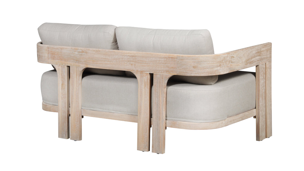 Paradiso Outdoor Solid Teak Wood Love seat Natural Look - Gray Fabric | | Wiccan Center