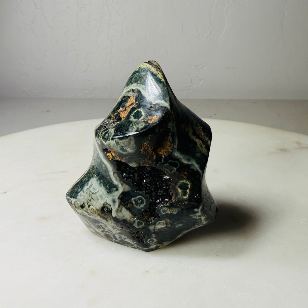 Mystery Jasper Flame Carving – Handpicked Polished Statement Piece (No Sub-Variety Selection) | | Wiccan Center