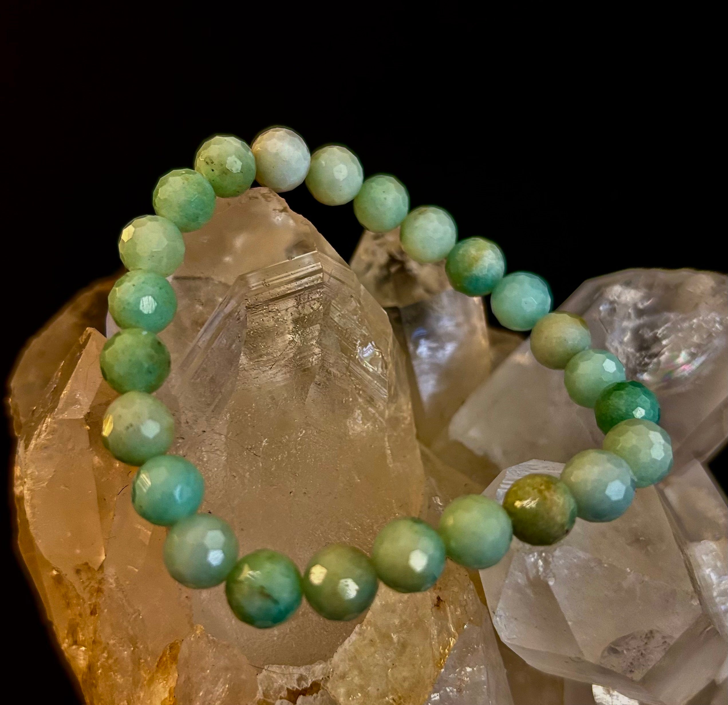 Amazonite Multifaceted Serenity Bracelet – Seafoam & Sand Collection 🌊✨ (Two amazing choices!) | | Wiccan Center