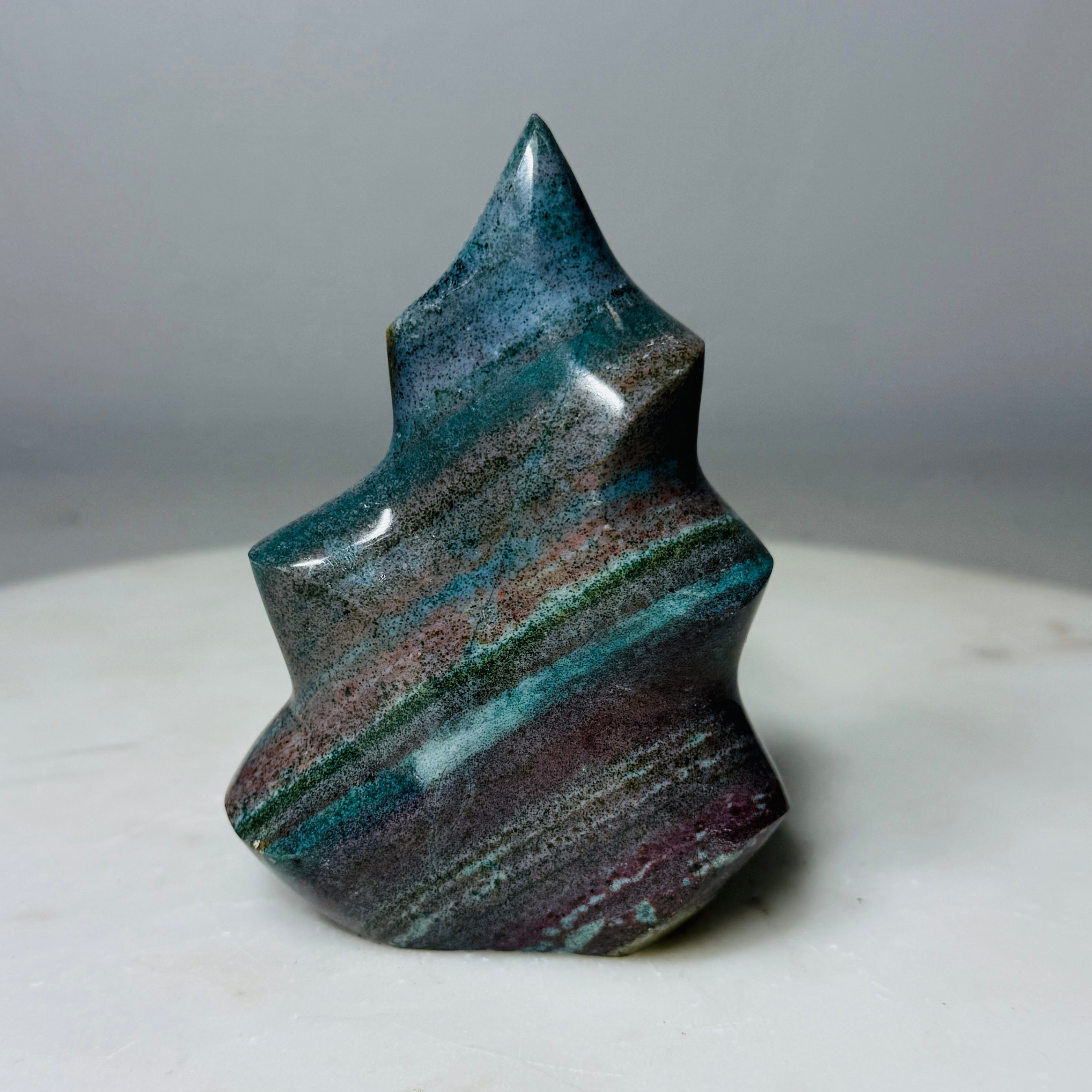 Mystery Jasper Flame Carving – Handpicked Polished Statement Piece (No Sub-Variety Selection) | | Wiccan Center