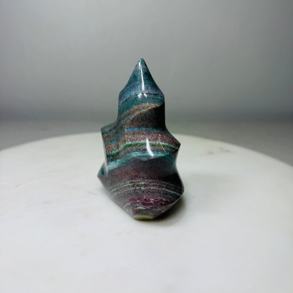 Mystery Jasper Flame Carving – Handpicked Polished Statement Piece (No Sub-Variety Selection) | | Wiccan Center