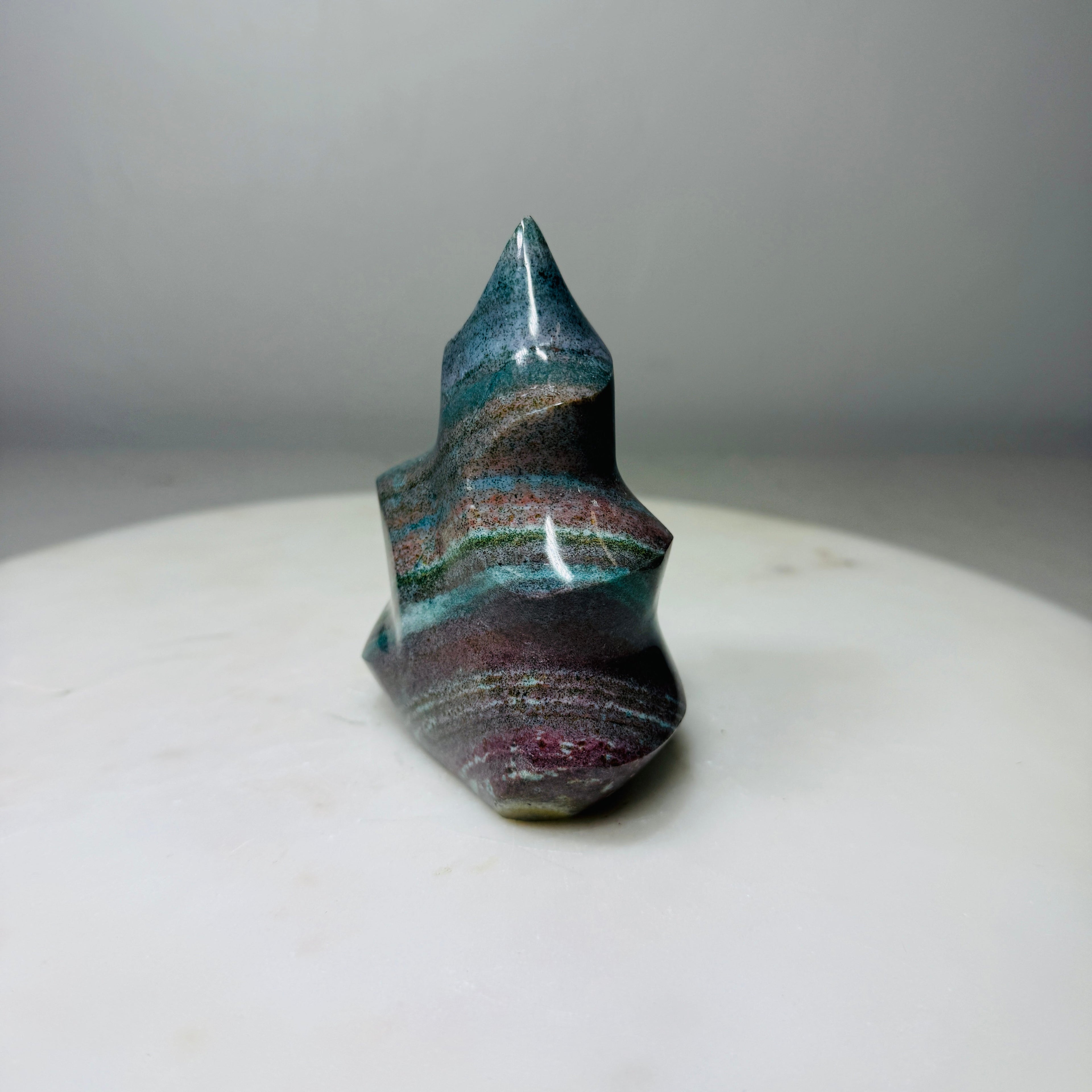 Mystery Jasper Flame Carving – Handpicked Polished Statement Piece (No Sub-Variety Selection) | | Wiccan Center