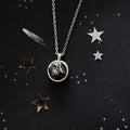 Small Round Meteorite Pendant Necklace in Matte Brushed Silver | Necklace | Wiccan Center