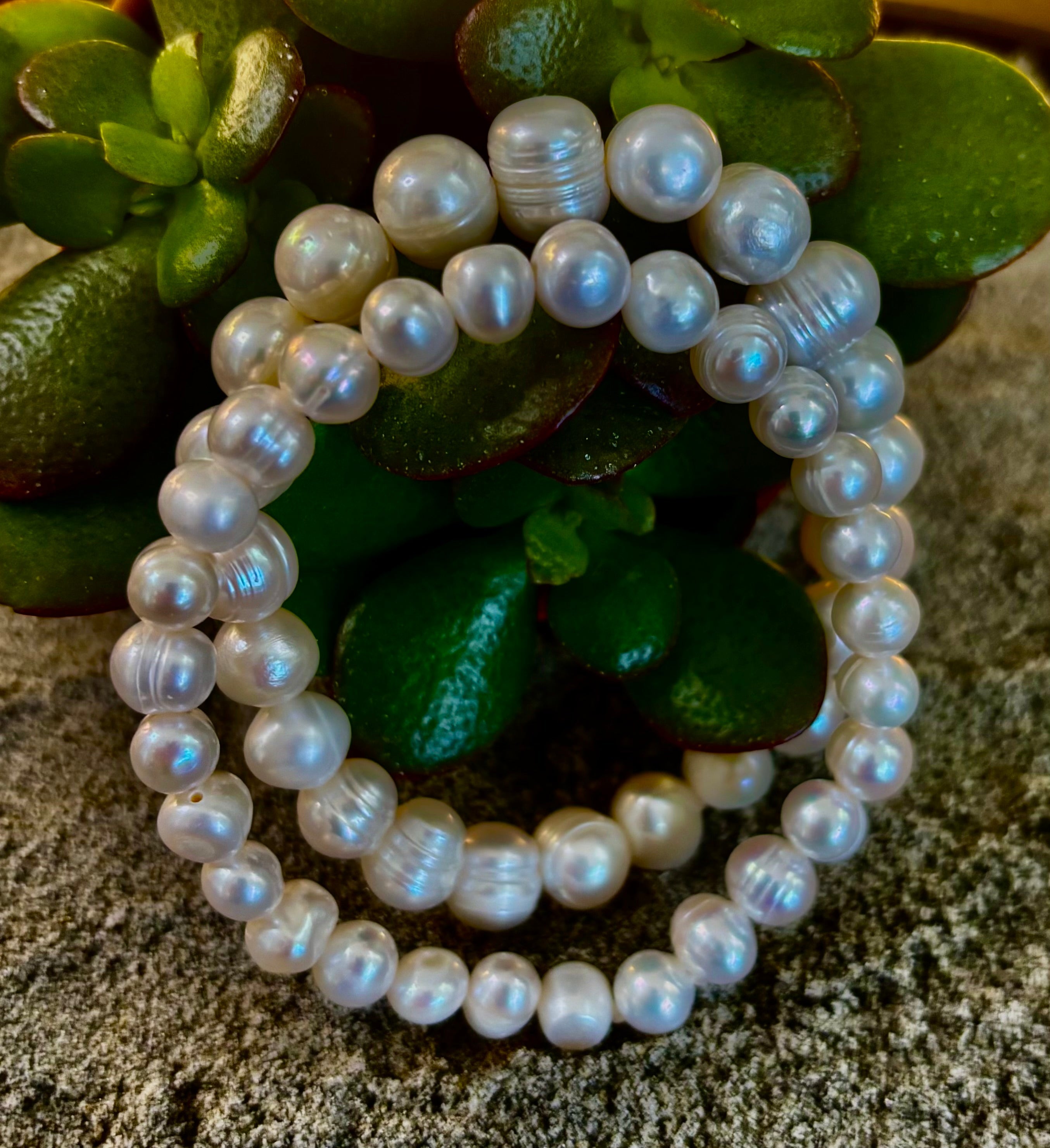 Luminous Grace Freshwater Pearl Bracelet – 6mm & 8mm White Pearl Stretch Bracelet | | Wiccan Center