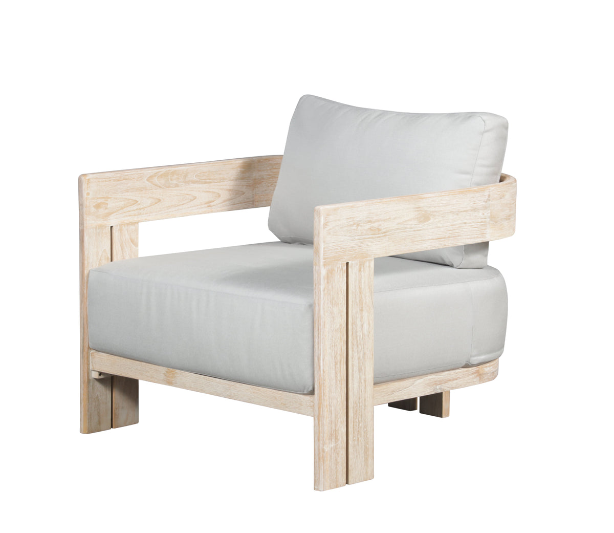 Paradiso Outdoor Solid Teak Wood Chair Natural look - Light Grey fabric | Outdoor | Wiccan Center