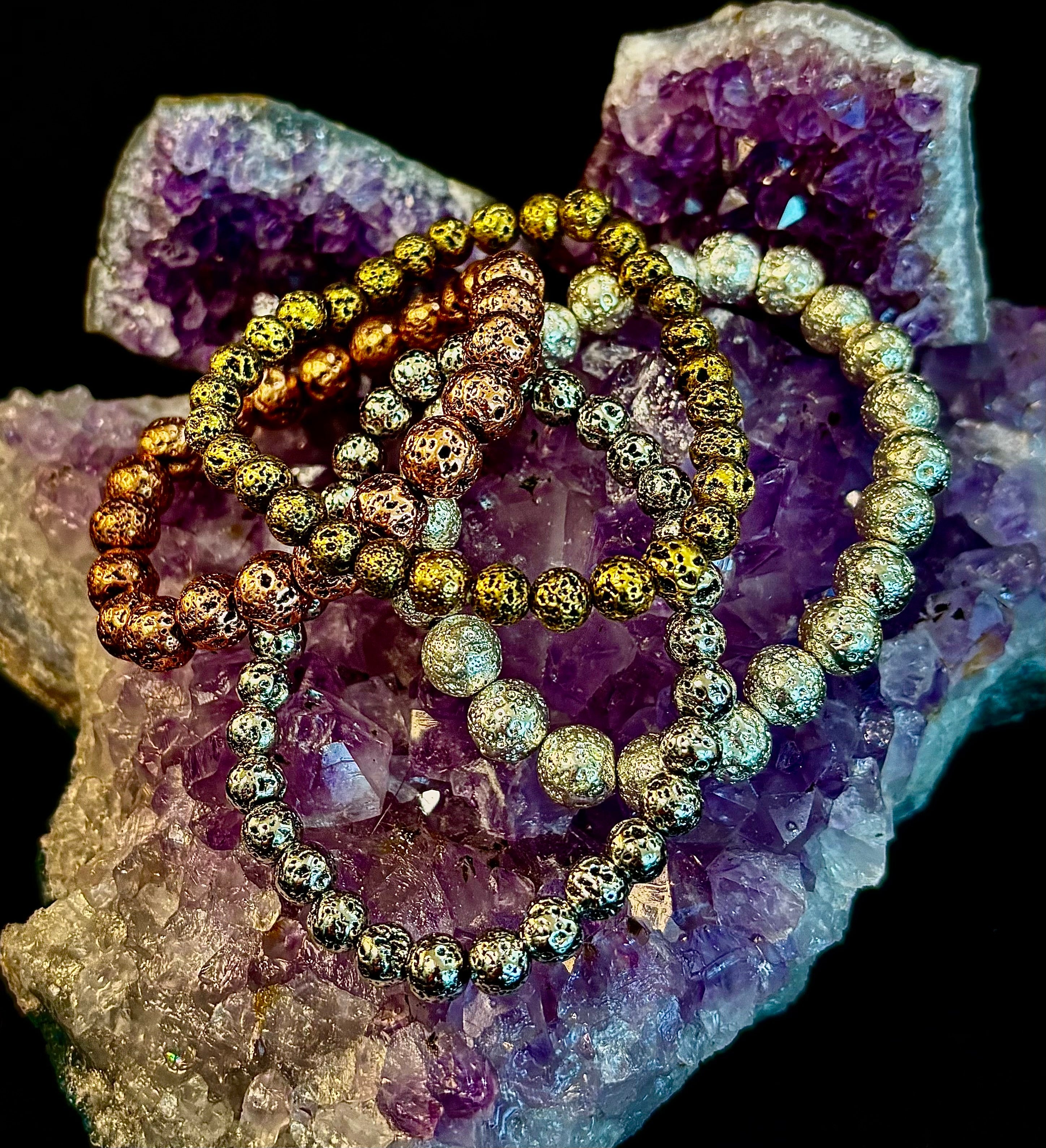 Glow & Go Lava Stack Bracelets – Gold & Silver