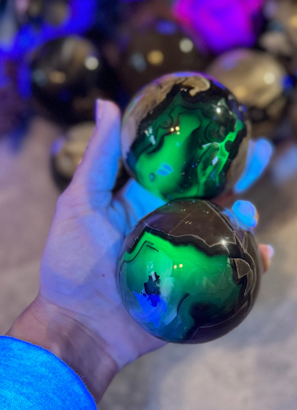 Volcano Agate Crystal Spheres, UV Fluorescent Crystal Balls | CRYSTALS | Wiccan Center