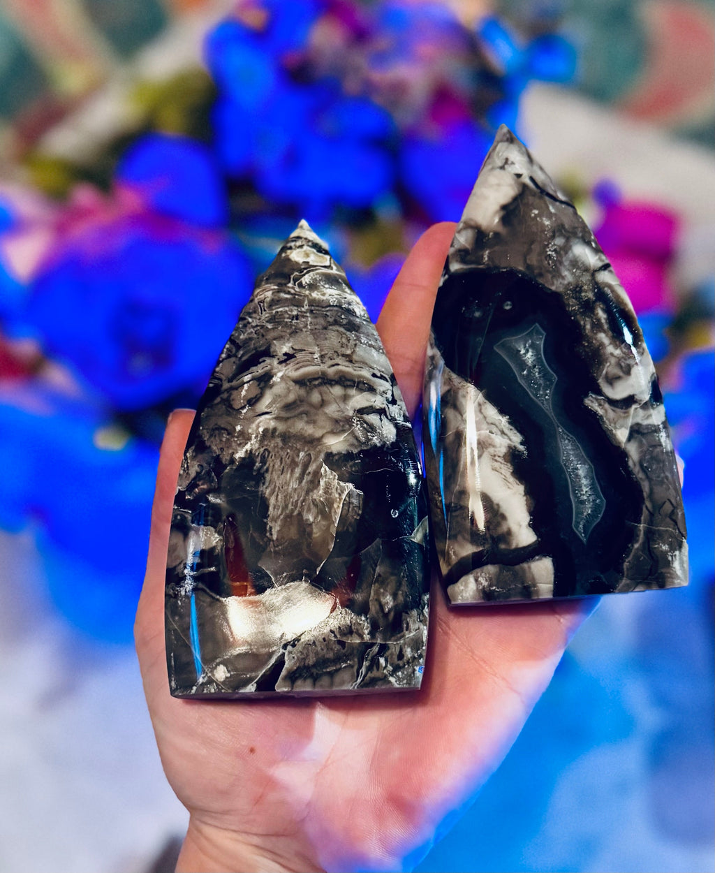 Volcano Agate Teardrop Freeform, UV Fluorescent Green Crystals | CRYSTALS | Wiccan Center