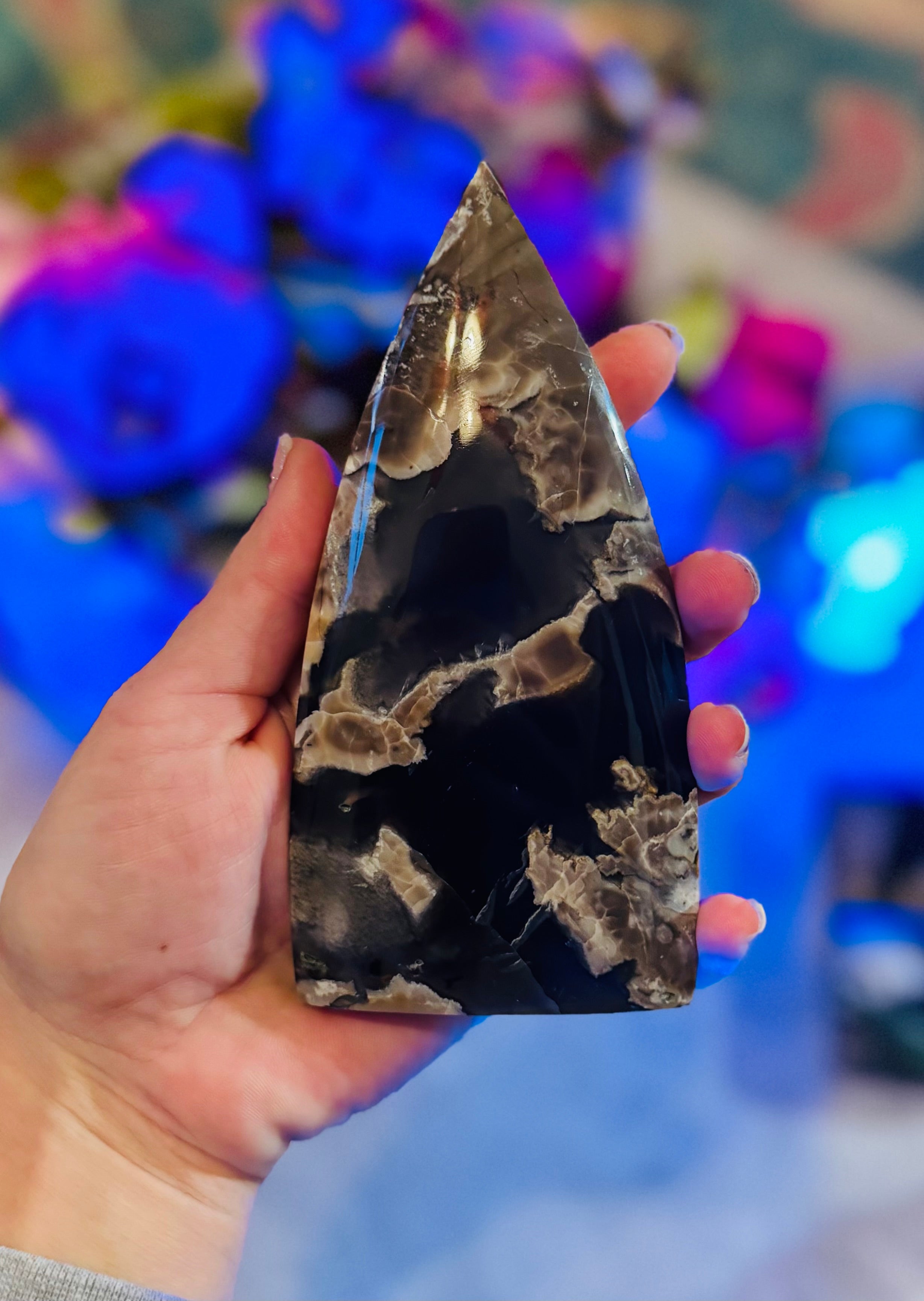 Volcano Agate Teardrop Freeform, UV Fluorescent Green Crystals | CRYSTALS | Wiccan Center