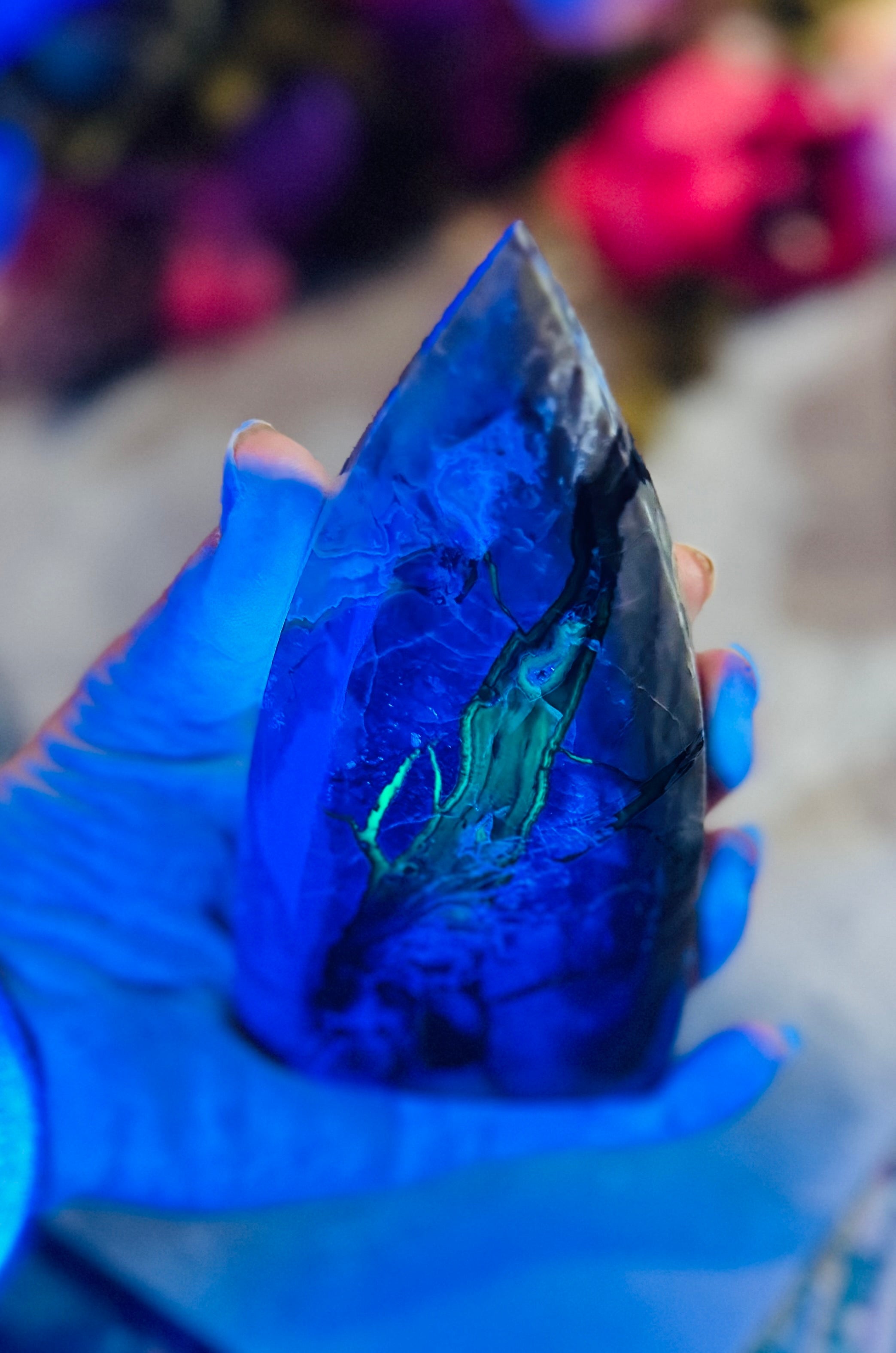 Volcano Agate Teardrop Freeform, UV Fluorescent Green Crystals | CRYSTALS | Wiccan Center