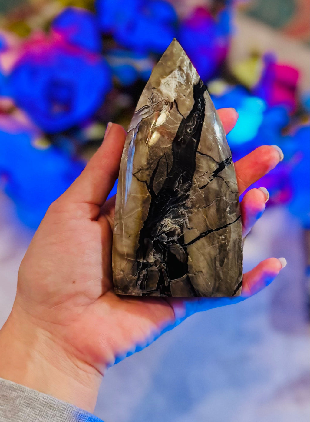 Volcano Agate Teardrop Freeform, UV Fluorescent Green Crystals | CRYSTALS | Wiccan Center